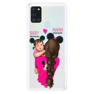 Odolné silikónové puzdro iSaprio - Mama Mouse Brunette and Girl - Samsung Galaxy A21s