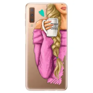 Odolné silikónové puzdro iSaprio - My Coffe and Blond Girl - Samsung Galaxy A7 (2018)