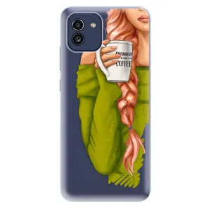 Odolné silikónové puzdro iSaprio - My Coffe and Redhead Girl - Samsung Galaxy A03