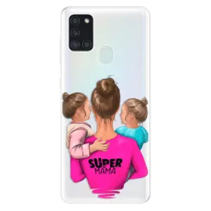 Odolné silikónové puzdro iSaprio - Super Mama - Two Girls - Samsung Galaxy A21s