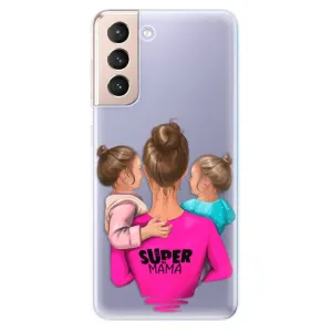 Odolné silikónové puzdro iSaprio - Super Mama - Two Girls - Samsung Galaxy S21