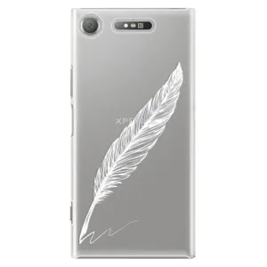 Plastové puzdro iSaprio - Writing By Feather - white - Sony Xperia XZ1