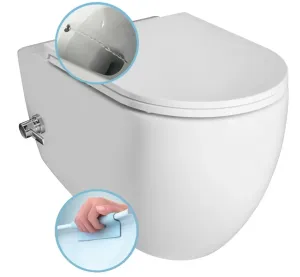 ISVEA - INFINITY CLEANWASH závesná WC misa Rimless, integrovaná batéria a bidetová spŕška 36,5x53cm, biela 10NFS1005I #8368960