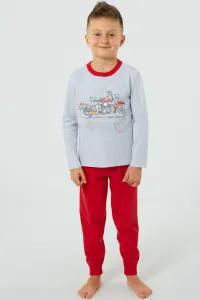 Chlapčenské pyžamo Italian Fashion Junák - dlhé bavlnené Sivo-červená 10 let