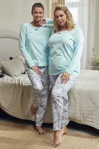 Dámske pyžamo Italian Fashion Ganika - dlhé Tyrkysová-sivá XL