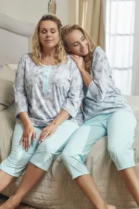 Dámske pyžamo Italian Fashion Ganika - trojštvrťový Tyrkysová-sivá S