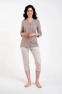 Dámske pyžamo Italian Fashion Juliana - trojštvrťové bavlnené Tmavobéžová 2XL
