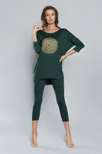 Dámske pyžamo Italian Fashion Mandala - trojštvrťové Zelená M