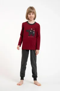 Chlapčenské pyžamo Italian Fashion Morten - dlhé bavlnené Bordová 8 let