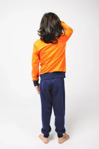 Remek boys' pyjamas, long sleeves, long legs - orange/navy blue
