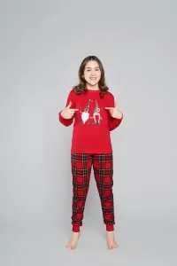 Santa pajamas for girls, long sleeves, long pants - red/print #8475325