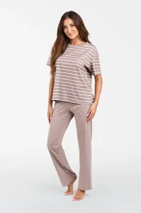 Women's Betty pyjamas, short sleeves, long trousers - cappuccino/cappuccino print #8224683