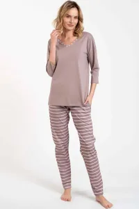 Women's pyjamas Betty, 3/4 sleeves, long trousers - cappuccino/cappuccino print #8215769