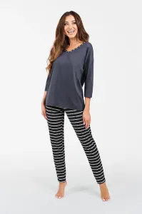 Betty ́s pyjamas, 3/4 sleeves, long legs - graphite/graphite print #8215775