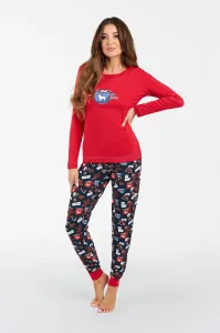 Dámske pyžamo Italian Fashion Makala  - vianočný motív Červeno-tmavomodrá S
