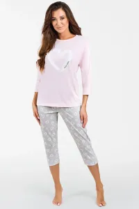 Dámske pyžamo Italian Fashion Noelie - trojštvrťové bavlnené Ružovo-sivá L