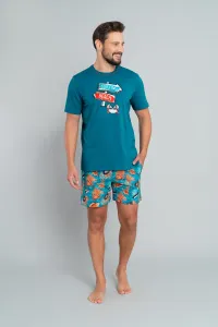 Men's Crab pyjamas, short sleeves, shorts - blue-green/print #6606885