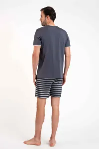 Men's pyjamas Lars, short sleeves, shorts - graphite/graphite print