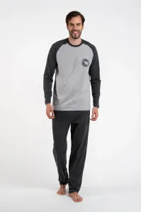 Pánske pyžamo Italian Fashion Morten - dlhé z bavlny Sivo-tmavosivá XL