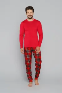 Pánske pyžamo Italian Fashion Narwik - dlhé bavlnené Červená L