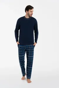 Pánske pyžamo Italian Fashion Ruben - dlhé bavlnené Tmavomodrá 2XL