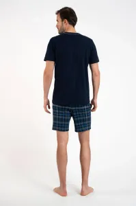 Pánske pyžamo Italian Fashion Ruben - krátke z bavlny Tmavomodrá 3XL