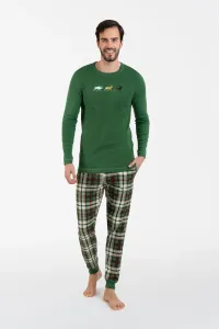 Pánske pyžamo Italian Fashion Seward - dlhé bavlnené Zelená L