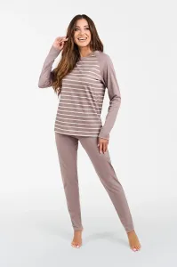 Women's pajamas Oda long sleeves, long pants - cappuccino/cappuccino print #8288230
