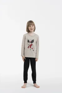Detské pyžamo Italian Fashion Zermat - dlhé bavlnené Béžovo-čierna 8 let