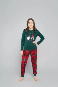 Santa pajamas for girls, long sleeves, long legs - green/print #8454147