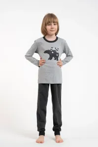 Chlapčenské pyžamo Italian Fashion Morten - dlhé bavlnené Sivo-tmavosivá 10 let