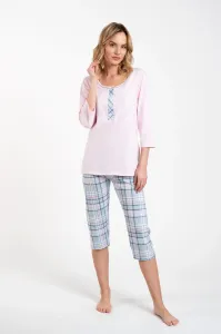 Dámske pyžamo Italian Fashion Allison - trojštvrťové bavlnené Ružovo-modrá L