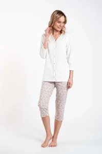 Dámske pyžamo Italian Fashion Juliana - trojštvrťové bavlnené Ecru XL