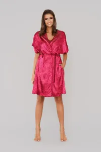 Women's dressing gown Impresja with short sleeves - burgundy
