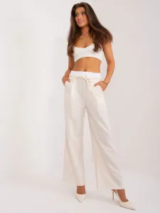 Dámske biele široké nohavice s bielym opaskom - XL