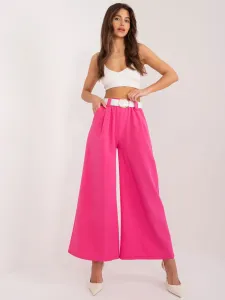 Dámske širkoké nohavice ružovej farby s opaskom - UNI