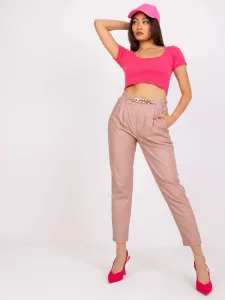 Dámske svetlo-ružové nohavice Porto z ekokože - XL