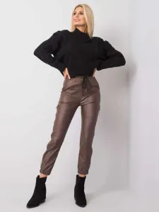 Hnedé koženkové voskované nohavice Jackie - M