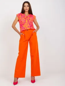 Oranžové široké nohavice s vysokým pásom ITALY MODA - L