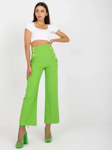 Zelené dámske oblekové nohavice s vysokým pásom - XXL