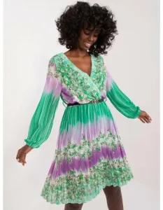 Dámske kvetované rifľové šaty zelené