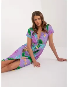 Dámske midi šaty s potlačou fialové