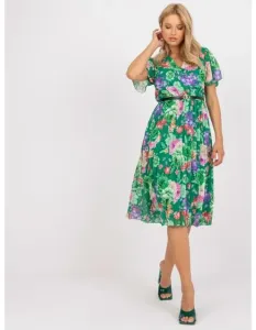 Dámske plisované midi šaty s kvetinovou potlačou EMA green