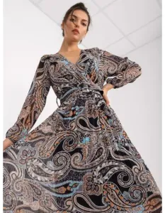 Dámske plisované midi šaty s orientálnym vzorom BROOK black