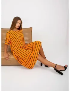 Dámske šaty pruhované midi oversize LAMONT oranžové