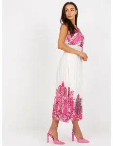 Dámske šaty s potlačou midi plisované ALANNA ružové