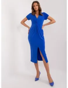 Dámske šaty s rozparkom kobaltovo modré