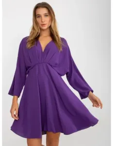 Dámske šaty so širokými rukávmi ZAYANA tmavo fialové