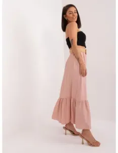 Dámska maxi sukňa s volánom ružová