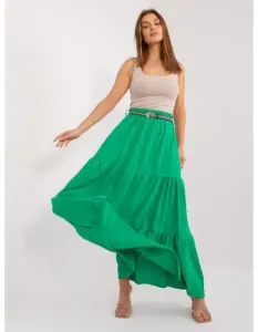 Dámska maxi sukňa s volánom zelená